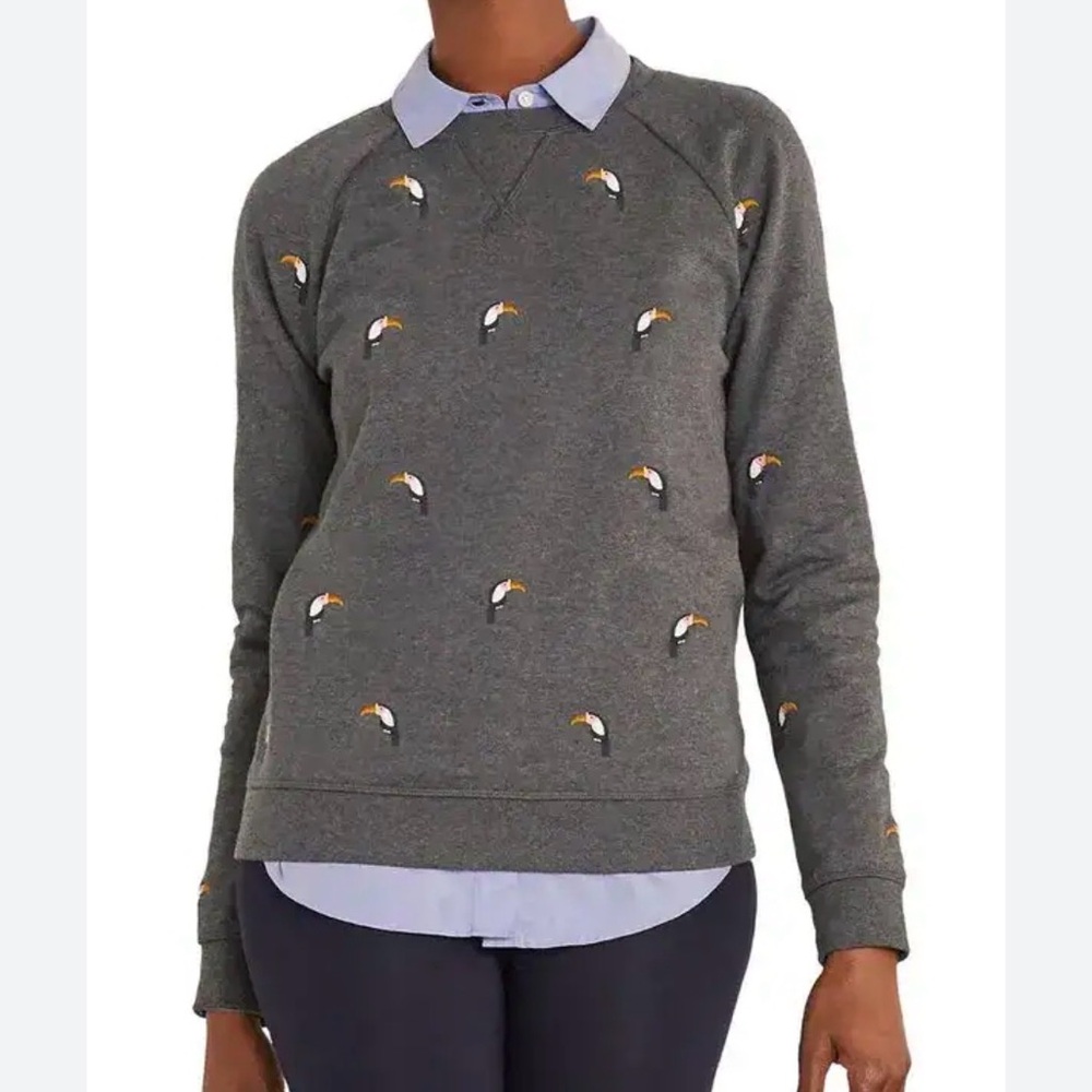 Boden Stretch Cotton Sweatshirt - Charcoal Marl Toucan XS